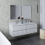 Fresca Formosa Modern 60" Rustic White Wall Hung Double Sink Bathroom Vanity | FCB31-3030RWH-CWH-U