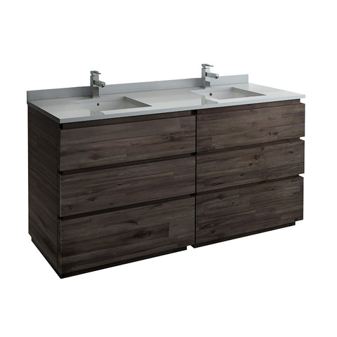 Fresca Formosa 72" Floor Standing Double Sink Modern Bathroom Cabinet w/ Top  Sinks | FCB31-3636ACA-FC-CWH-U