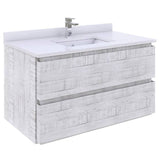 Fresca Formosa Modern 36" Rustic White Wall Hung Bathroom Vanity | FCB3136RWH-CWH-U