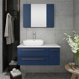 Fresca Lucera Modern 36" Royal Blue Vessel Sink Bathroom Cabinet- Left Offset | FCB6136RBL-VSL-L