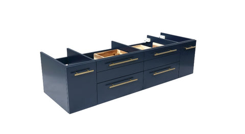 Fresca Lucera Modern 60" Royal Blue Double Vessel Sink Bathroom Cabinet | FCB6160RBL-VSL-D