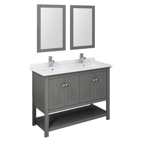 Fresca Manchester Regal 48" Gray Wood Veneer Traditional Double Bathroom Vanity FVN2348VG-D