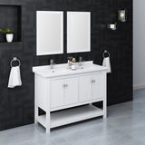 Fresca Manchester 48" White Traditional Double Sink Bathroom Vanity FVN2348WH-D