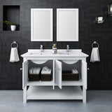 Fresca Manchester 48" White Traditional Double Sink Bathroom Vanity FVN2348WH-D