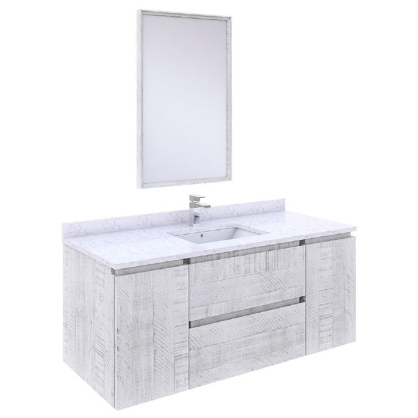 Fresca Formosa Modern 48" Rustic White Wall Hung Single Sink Vanity Set | FVN31-122412RWH