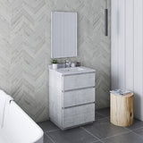 Fresca Formosa Modern 24" Rustic White Floor Standing Single Sink Vanity Set | FVN3124RWH-FC