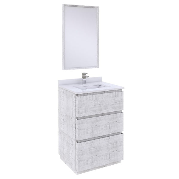 Fresca Formosa Modern 24" Rustic White Floor Standing Single Sink Vanity Set | FVN3124RWH-FC