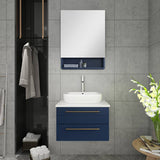 Fresca Lucera Modern 24" Royal Blue Vessel Sink Bathroom Vanity Set | FVN6124RBL-VSL