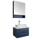 Fresca Lucera Modern 24" Royal Blue Vessel Sink Bathroom Vanity Set | FVN6124RBL-VSL