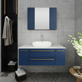 Fresca Lucera Modern 42" Royal Blue Vessel Sink Bathroom Vanity Set- | FVN6142RBL-VSL