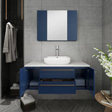 Fresca Lucera Modern 42" Royal Blue Vessel Sink Bathroom Vanity Set- | FVN6142RBL-VSL