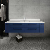 Fresca Lucera Modern 60" Royal Blue Undermount Sink Bathroom Vanity Set | FVN6160RBL-UNS