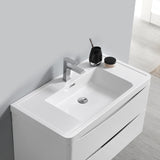 Fresca Tuscany 36" Glossy White Wall Hung Modern Bathroom Vanity FVN9036WH