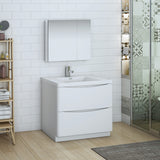 Fresca Tuscany 36" Glossy White Free Standing Modern Bathroom Vanity FVN9136WH