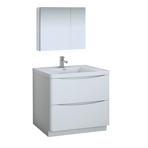 Fresca Tuscany 36" Glossy White Free Standing Modern Bathroom Vanity FVN9136WH