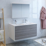 Fresca Catania 48" Glossy Ash Gray Wall Hung Double Modern Bathroom Vanity FVN9248HA-D