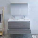 Fresca Catania 48" Glossy Ash Gray Wall Hung Double Modern Bathroom Vanity FVN9248HA-D