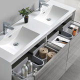 Fresca Catania 60" Glossy Ash Gray Wall Hung Double Sink Modern Bathroom Vanity FVN9260HA-D