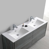 Fresca Catania 60" Ocean Gray Wall Hung Double Sink Modern Bathroom Vanity FVN9260OG-D