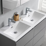 Fresca Lazzaro 48" Gray Free Standing Double Sink Modern Bathroom Vanity FVN93-2424GR-D