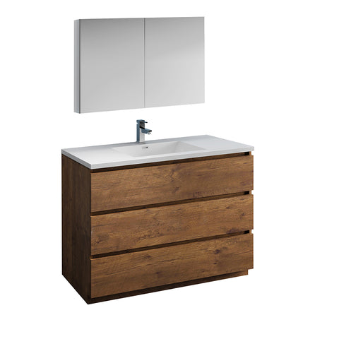 Fresca Lazzaro 48" Rosewood Free Standing Modern Bathroom Vanity FVN9348RW