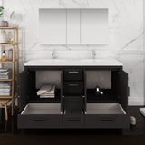 Fresca Imperia 60" Dark Gray Oak Free Standing Double Sink Modern Bathroom Vanity FVN9460DGO-D