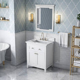 Jeffrey Alexander Chatham Traditional 30" White Single Sink Vanity w/ Quartz Top | VKITCHA30WHCQR