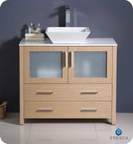 Fresca Torino 36" Light Oak Modern Bathroom Cabinet w/ Top & Vessel Sink